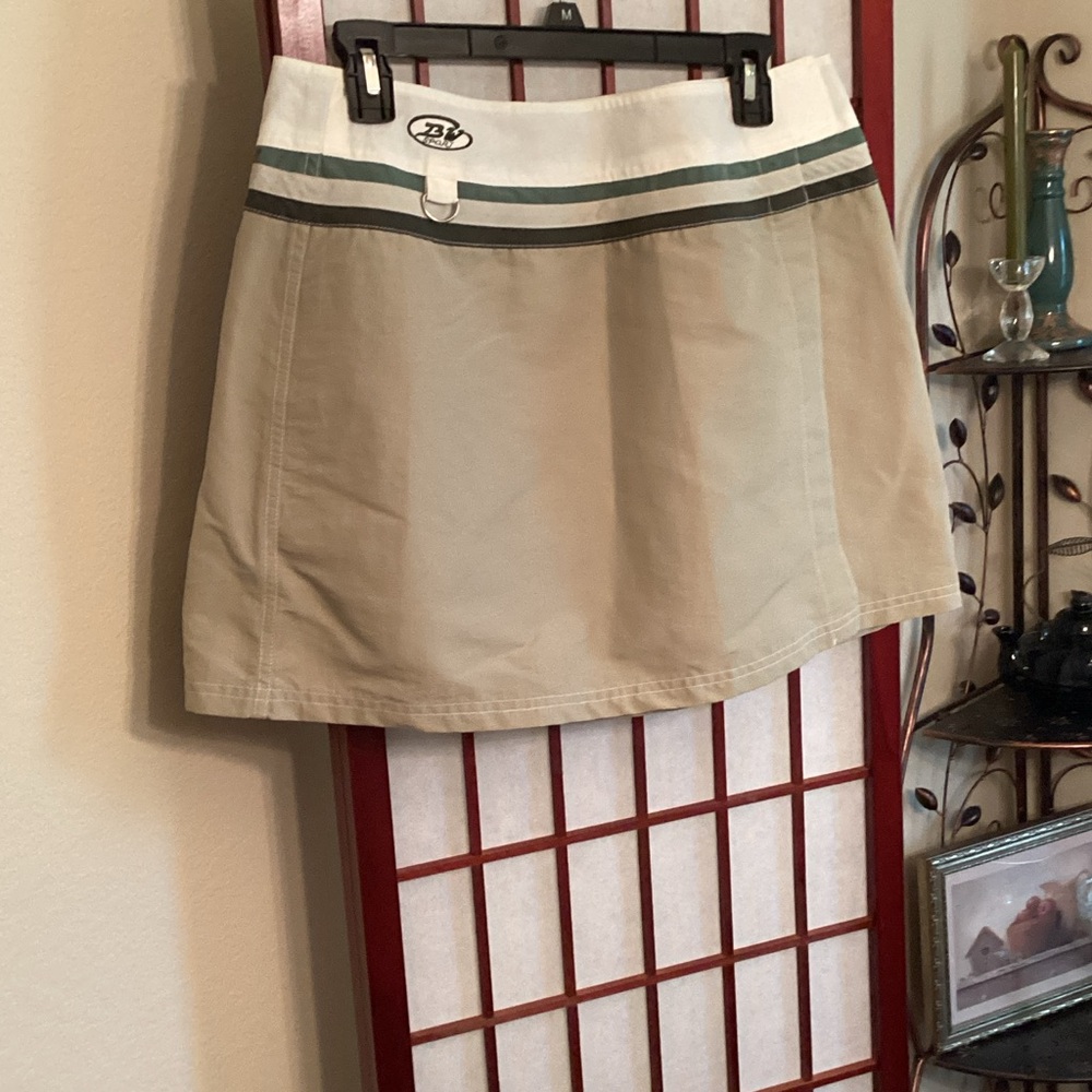 BW Sport  Beige Swim Coverup Skirt with tan and Green Waistband